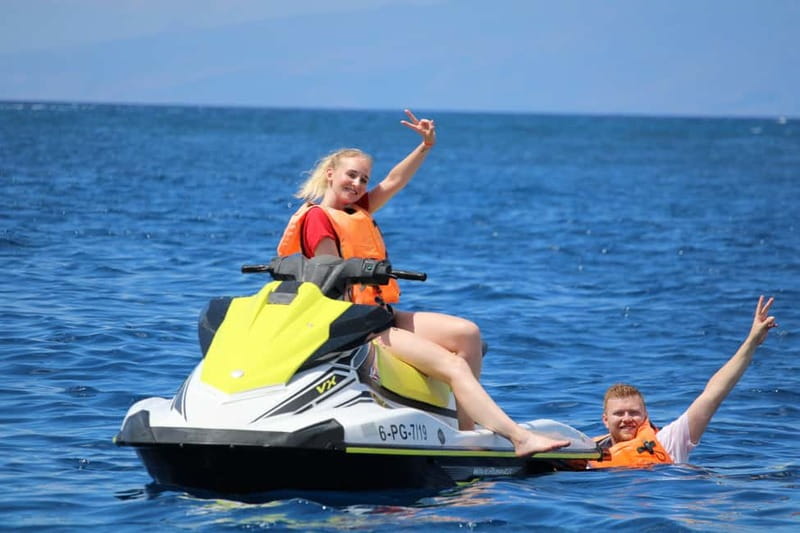 Puerto Colón: Tenerife Coast Jet Ski Tour with Photos - Yamaha jet skis, solo or double rider options, and the weight limit