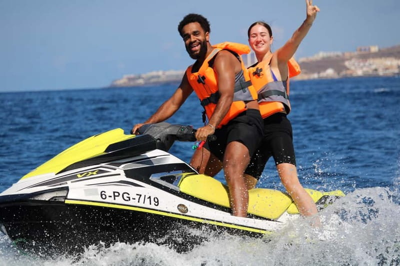 Puerto Colón: Tenerife Coast Jet Ski Tour with Photos - Safety briefing first, instructions second, then you ride