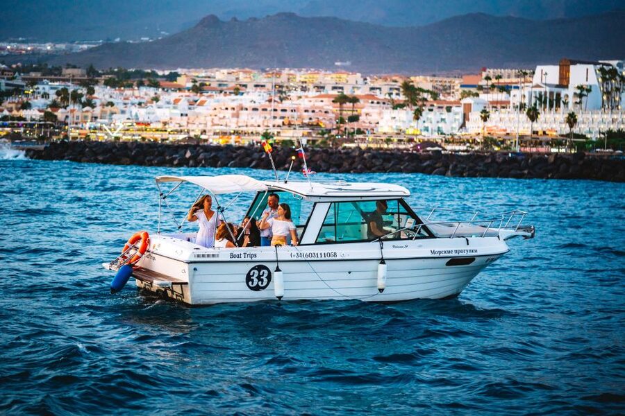 Tenerife South: Romantic Night Cruise - La Caleta Bay stop: anchor, snacks, champagne or wine